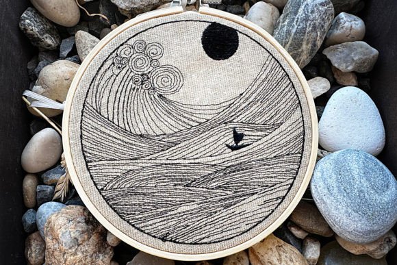 Japanese Boat on Sea Machine Embroidery Design Review
